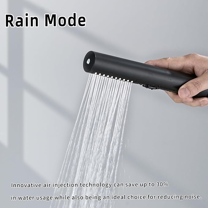 Handheld Shower Head，High Pressure Shower Head,Water Saving Detachable Shower Wand with Solid Brass Body and 5 ft Flexible Hose, Easy to Clean and Durable (Cylinder Head)