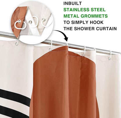 Boho Shower Curtain, Abstract Mid Century Modern Sun Tropical Leaf Machine Washable Waterproof for Bathroom Bathtub with Hooks 72x72