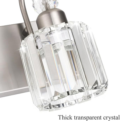 Ralbay Brushed Nickel Vanity Light for Bathroom Crystal 3-Light Modern Bathroom Light Fixtures
