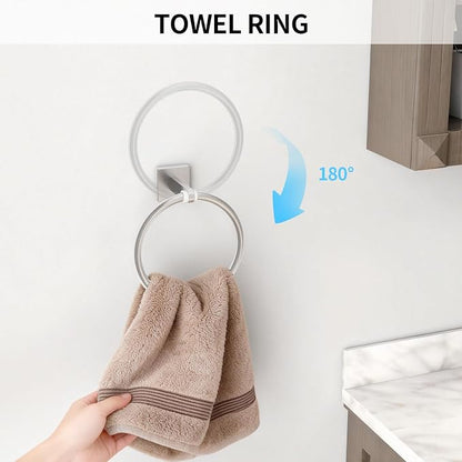 KLJKPA Brushed Nickel Bathroom Hardware Set, 24 inch Bathroom Towel Holder | Stainless Steel Towel Racks for Bathroom Accessories Set, Wall Mounted, 4-Piece