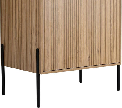 Crownpoint 30 Inch Bathroom Vanity with Sink, Black Sink, Bright Oak Finish, Full Assembly Required, Elegant Bathroom Vanities for Modern Homes