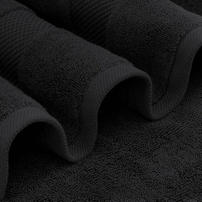 White Classic Luxury Bath Towel Set of 8 Pieces - 100% Turkish Cotton Highly Absorbent Towels for Bathroom, 2 Luxury Bath Towels 700GSM, 2 Hand Towels, 4 Washcloths, Black