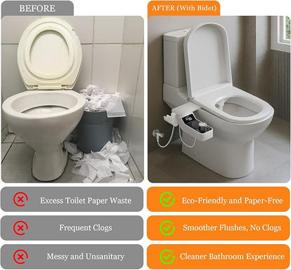 Bidet Attachment for Toilet - A Non-Electric Self Cleaning Water Sprayer with Adjustable Water Pressure, Ultra-Slim Bidet Attachment, Rear and Feminine Wash, Angle Control & Easy Home Installation