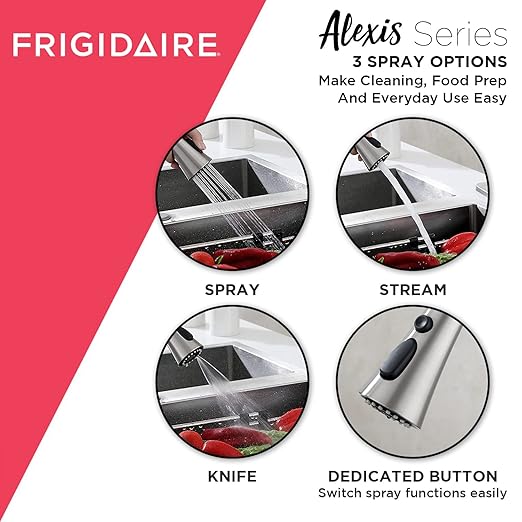 Frigidaire Alexis Single Handle Pull Down Kitchen Faucet, Brushed Nickel
