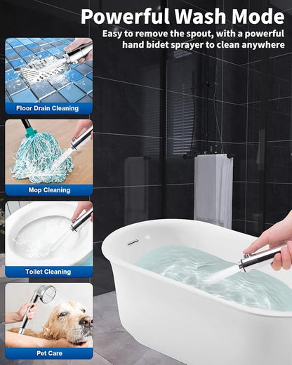 Filtered Shower Head for Hard Water with Stop, High Pressure 4-Mode Shower Heads Built-in Power Spray to Clean Corner, Tub & Pets, Water Softener Handheld Shower to Remove Chlorine & Fluoride | 4 Modes Shower with Handheld Spray, Water Softener, with M...