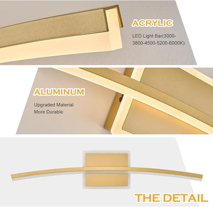 Benkut Modern LED Wall Sconce Gold Light Fixtures Over Mirror Modern Bath Wall Lighting for Bathroom, Dimmable Vanity Light for Bathroom(5CCT 23.6Inch)