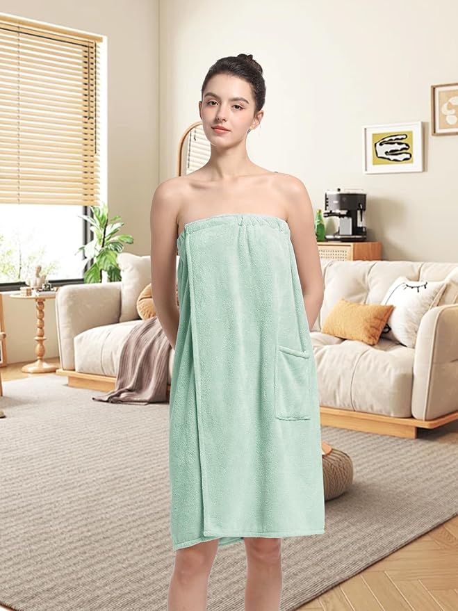 Women'S Soft Wrap Towel Full Length，Bath Robe After Shower Female Plush Long，Spa Bathrobes Lightweight With Pockets