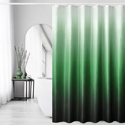 Emerald Green Ombre Fabric Shower Curtain for Bath Decor, 72 x 72 | Emerald Green Gradient Fabric Shower Curtain, Cloth-Textured Bathroom Curtains Shower Set, Water Repellent, Machine Washable