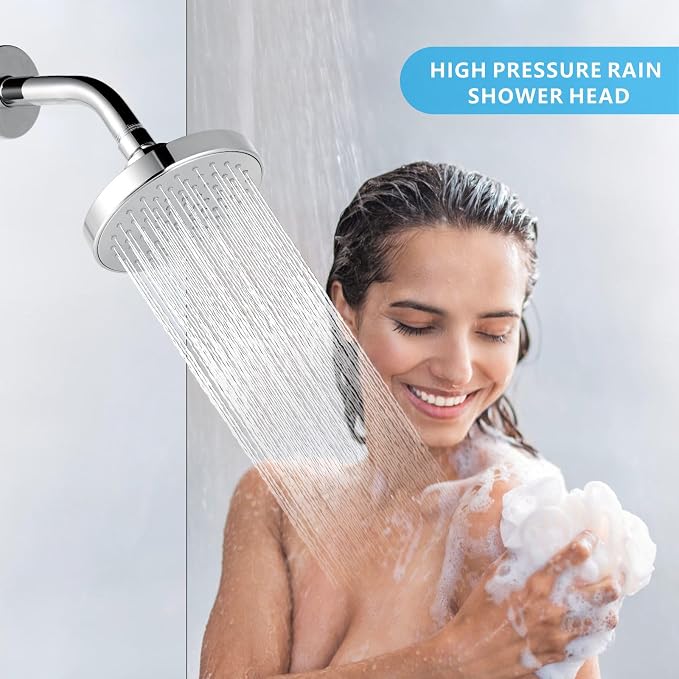 High Pressure Shower Head - 4.7“ Powerful Bathroom Pressure Boosting Rain Showerhead - Perfect Universal Replacement for Rainfall Shower Heads (10 Pack, Chrome)