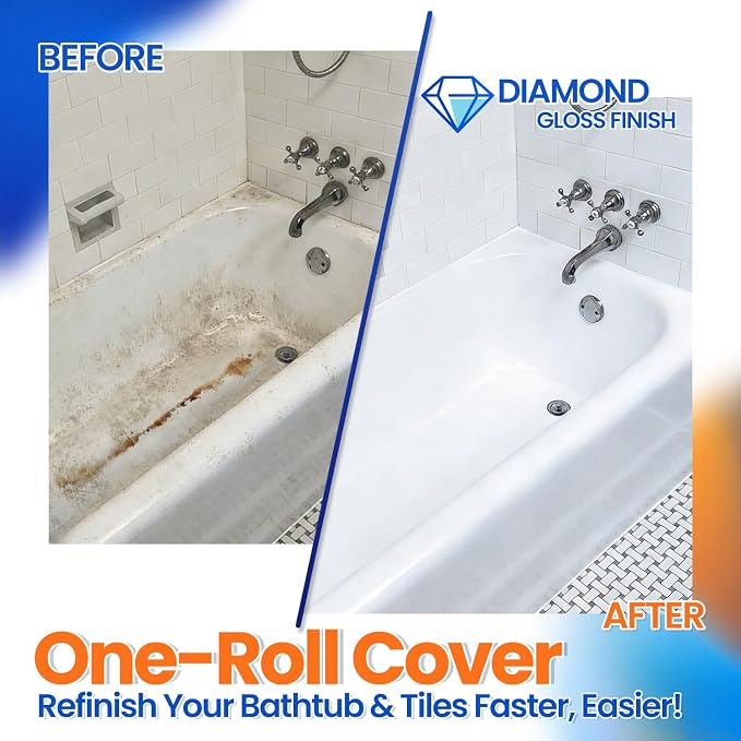 Specialty Tub and Tile Paint, Water-based Tub and Tile Refinishing Kit | With Tools, Quick-Dry Tub Paint for Bathtub, Sinks, No Odor Shower Paint, Bathroom Tile Paint, User-friendly, Pure White