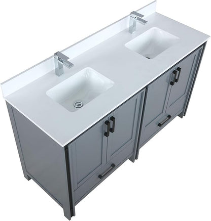 Ziva 60 in W x 22 in D Dark Grey Double Bath Vanity and Cultured Marble Top