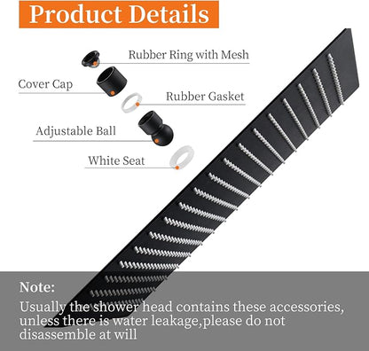 16 Inch Square Rain Shower Head | 304 Stainless Steel, 324 Jets, Ultra Thin High Pressure Bathroom Rainfall Showerhead, Matte Black