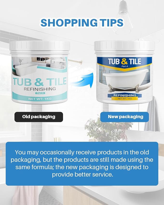 Tile Paint, 35oz Tub and Tile Paint Refinishing Kit with Tools and Hardener, Easy to Use for Countertop Bathroom Bathtub Kitchen Sink, Semi-Gloss White, Low Odor，50-55sq.ft