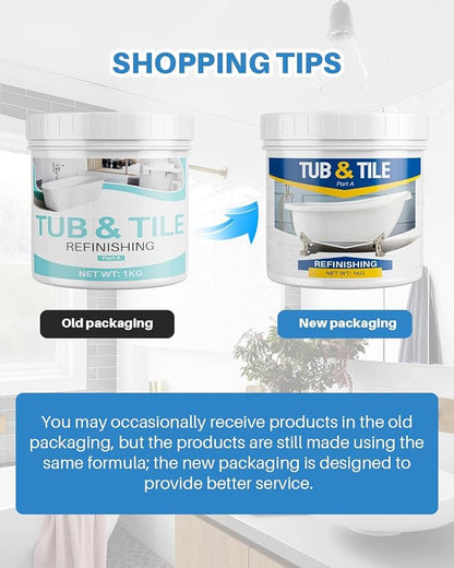 Tile Paint, 35oz Tub and Tile Paint Refinishing Kit with Tools and Hardener, Easy to Use for Countertop Bathroom Bathtub Kitchen Sink, Semi-Gloss White, Low Odor，50-55sq.ft