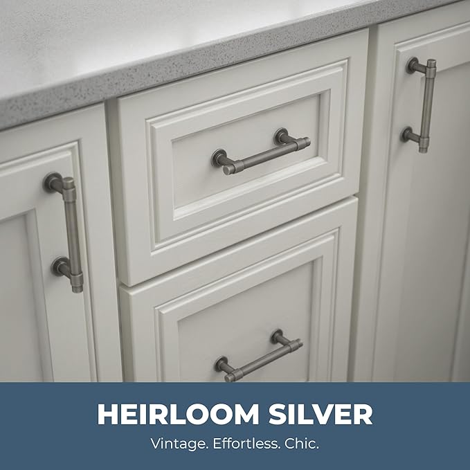 Franklin Brass Francisco (10-Pack) Cabinet Handles 3" Hole Center Vintage Pulls | Heirloom Silver Hardware Kitchen Door, Drawers, Dressers, Furniture P29520K-904-B
