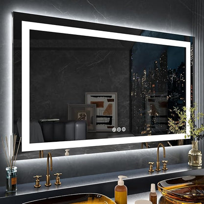 LOAAO 72"X32" RGB LED Bathroom Mirror with Lights, UL Listed | Anti-Fog, Dimmable, RGB Backlit + Front Lighted, Memory Function, Tempered Glass
