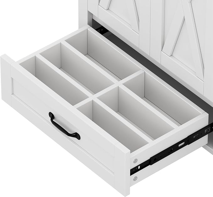 36" Bathroom Vanity with Sink, Freestanding Bathroom Cabinet | Ceramic Top & Backsplash, 4 Storage Drawers, X-Shaped Doors, Adjustable Shelving, Door Storage and Towel Bar, white