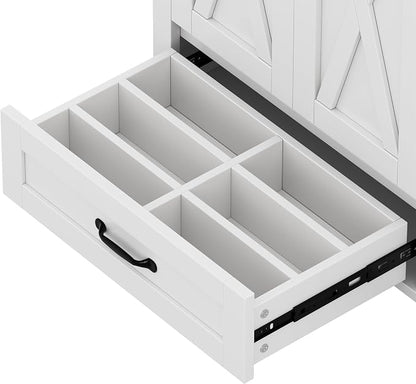 36" Bathroom Vanity with Sink, Freestanding Bathroom Cabinet | Ceramic Top & Backsplash, 4 Storage Drawers, X-Shaped Doors, Adjustable Shelving, Door Storage and Towel Bar, white