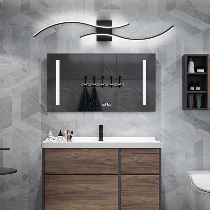CANEOE Modern Led Wall Light, 39inch Black Indoor Led Wall Sconce Lighting, Bathroom Vanity Light Fixtures Over Mirror for Living Room Hallway Bedroom Bedside Wall Lamp (Cool White, 6000K)