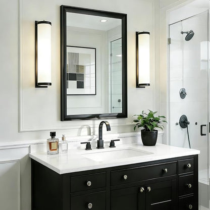 22x30 Inch Black Bathroom Mirrors for Over Sink | Rectangle Vanity Wall Mirror for Bedroom, Entryway, Living Room Decor, Aluminum Framed, Curved Wide Edge, Anti-Rust