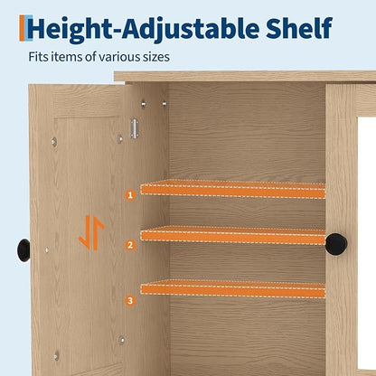 Bathroom Wall Cabinet with Mirrored Doors – Slim Medicine Cabinet with Adjustable Shelf – 2.2x23x5.1 Inch Compact Wall Cabinet for Bathroom, Kitchen, Laundry Room, Entryway