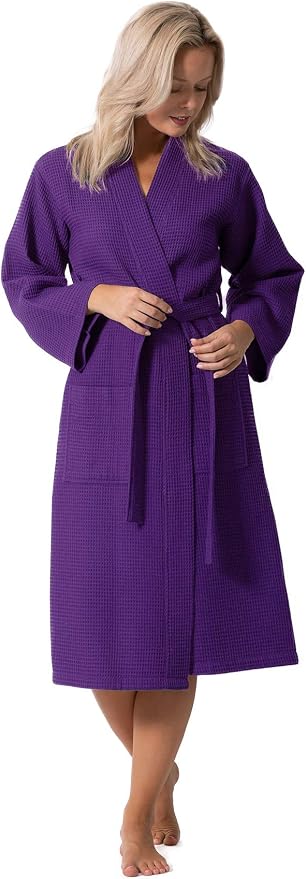 Waffle Knit Lightweight Kimono Spa & Bath Robes for Women - Quick Dry - Soft