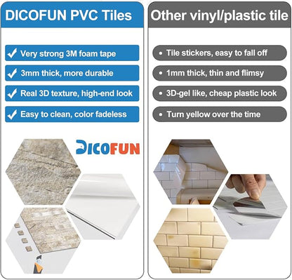 DICOFUN 10-Sheet Peel and Stick Backsplash Wall Tile, PVC Kitchen Backsplash Peel and Stick in Sandstone, 9.4 sq.ft