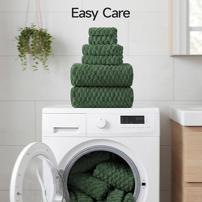 REDKISS Olive Green Microfiber Towels Set of 6-35x70 Inches Oversized Bath Sheets, Extra Large Bath Towels Set of 6, Super Soft Quick Dry Lint Free Absorbent Waffle Microfiber Shower Towels