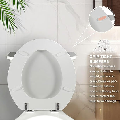 White Round Toilet Seat Natural Wood Toilet Seat with Zinc Alloy Hinges, Easy to Install also Easy to Clean, Scratch Resistant Toilet Seat by Angol Shiold (Round, White)