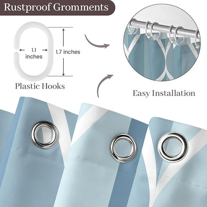 Gelbchu Geometric Shower Curtain for Bathroom, Light Blue, 72x72 Inch | with Hooks, Premium Polyester, Quick Dry, Water Repellent, Machine Washable, Rustproof Grommets, Modern Minimalist