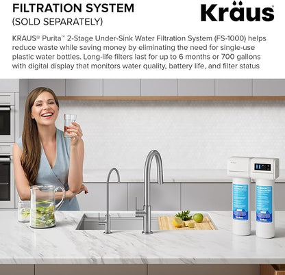 KRAUS Oletto Single Handle Drinking Water Filter Faucet for Reverse Osmosis or Water Filtration System in Brushed Brass, FF-103BB
