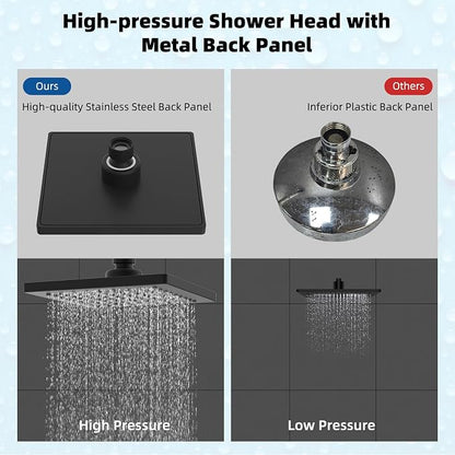 Hibbent cUPC Certified Thickness Metal 6'' Rain Shower Head, Matte Black | High Pressure Shower Head, Bathroom Waterfall Shower Heads, High Flow Fixed Showerheads with Adjustable Brass Ball Joint
