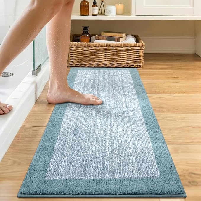 Bathroom Rugs 48x17 Non Slip Washable, Dusty Blue Bath Mat for Bathroom Floor Tub, Soft Absorbent Quick Dry Mats for Shower, Bathtub,Home Decor