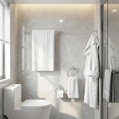 Chrome Crystal Bathroom Hardware Adjustable 24 Inch Towel Bar Set Toilet Paper Holder Towel Ring Coat Hooks Bathroom Accessories 4 Pieces Wall Mounted