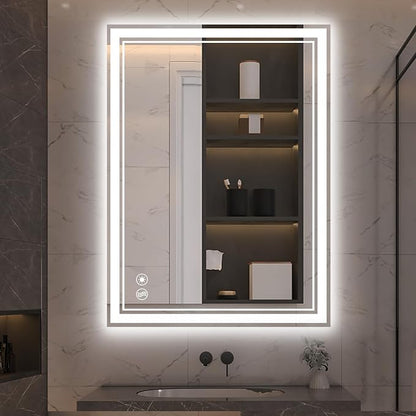 24“ x 32” LED Mirror for Bathroom LED Bathroom Mirror Anti-Fog Dimmable 3 Colors Bathroom Mirror with Lights Smart Mirror Memory Wall Mounted Front and Backlit Horizontal/Vertical