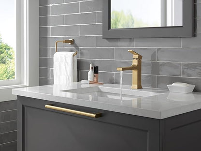 Delta Velum Brushed Gold Bathroom Faucet 1 Hole, Single Hole Bathroom Sink Faucet for Vanity, Metal Push-Pop Drain Assembly, Champagne Bronze 537-CZMPU-DST