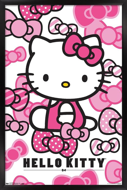 Trends International Hello Kitty - Bows Wall Poster, 14.725" x 22.375", Black Framed Version