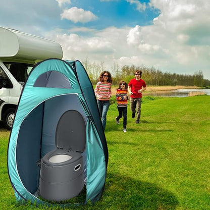 Portable Toilet, Outdoor Lightweight Porta Potty with Detachable Inner Bucket Removable Toilet Paper Holder for Camping Boat RV Hiking Living Room