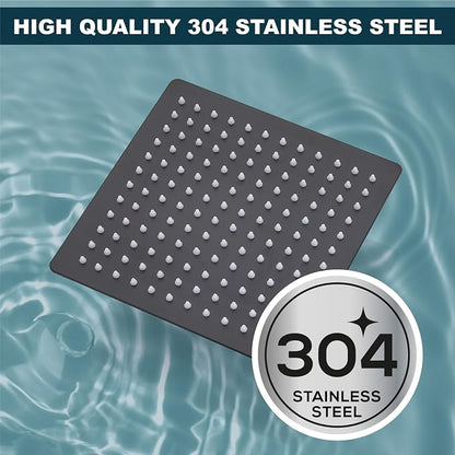 Midanya Square Rain Shower Head,High Pressure,Matte Black 12 Inch | 360°Swivel,Ceiling or Wall Mount,Waterfall Full Body Coverage,Bathroom Remodel,Stainless Steel Large Rainfall Shower Head