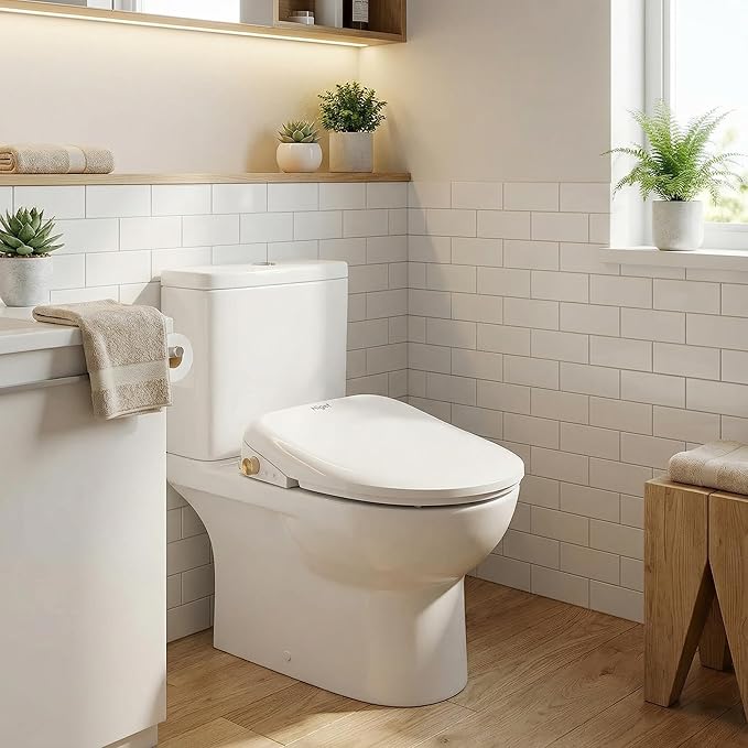Bidet Toilet Seat Elongated,Instant Heating, Feminine Wash And Front And Rear Wash, Adjustable Temperature, Wireless Remote Control, Self-Cleaning Nozzle, LED Light, Slow-Down Function,Easy To Install