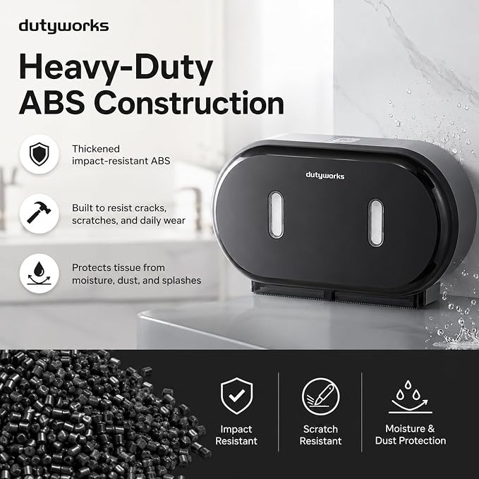 Commercial Jumbo Toilet Paper Dispenser Wall Mount | Holds 2 Rolls up to 9 in, Lockable, Visible Window, Sliding Divider, No-Drill Installation, Heavy Duty ABS