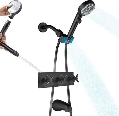 3 Handle Shower Faucet Set, Matte Black 3 Handle Tub and Shower Faucet Combo Bathtub Shower Faucets Completes