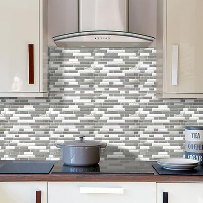 STICKGOO Thicker Design Peel and Stick Tile Backsplash, 12”×12”Stick on Backsplash for Kitchen, Self Adhesive Tile for Kitchen Backsplash and Bathroom(10 Sheets, Gray)