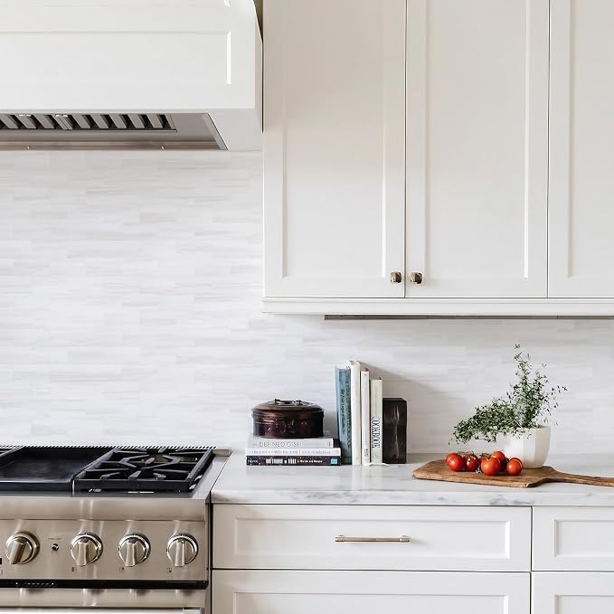 STICKGOO 1/3 Sheet Subway Tile Peel and Stick Backsplash, Star White Marble Look Dolomite Kitchen Backsplash Wall Tile(Only 1/3 Sample)