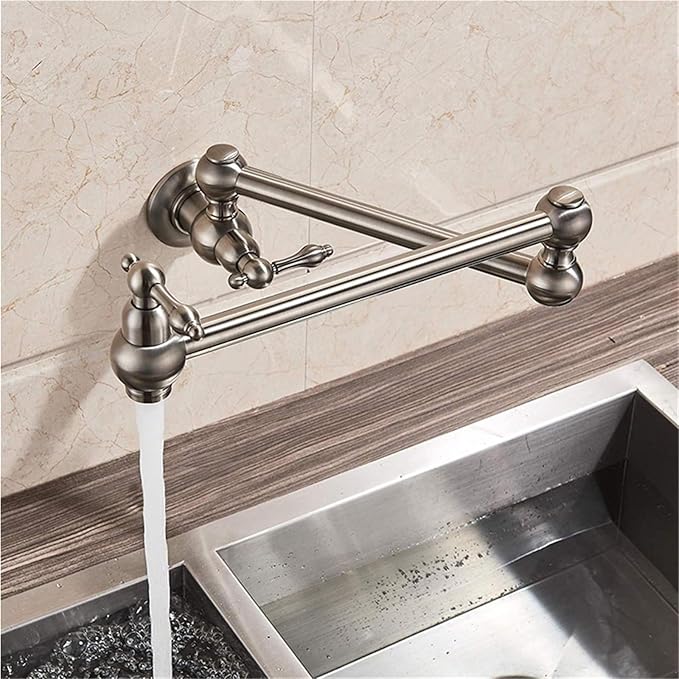 Single Handle Bathroom and Kitchen Faucet Cold Water Folding Basin Tap Single Hole Installation(Brushed Nickel)