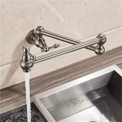 Single Handle Bathroom and Kitchen Faucet Cold Water Folding Basin Tap Single Hole Installation(Brushed Nickel)