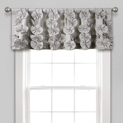 Lush Decor Riley Window Valance, Single 54" W x 18" L, Light Gray - Valance Curtains - Kitchen Valances for Windows - Bathroom Window Curtains