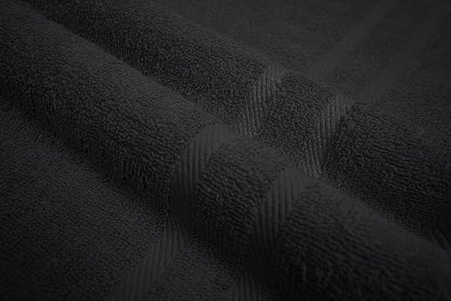 Looperry 6 Pack Small Bath Towel Set - 100% Cotton 23x46 Shower Towels in 450 GSM. Lightweight & Absorbent Quick Dry Gym Towel for Showering, Pet Drying, Spas & Salons. Terry Ringspun Towels (Black)
