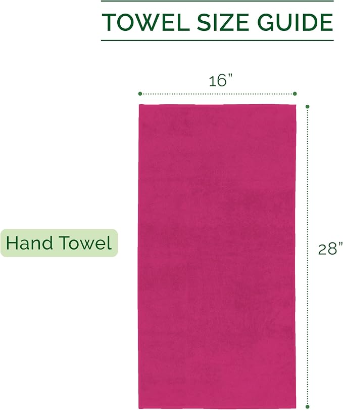 Elegant Comfort Luxury 100% Turkish Cotton Corduroy Ribbed 4 Pack Hand Towel Set 16 x 28 Inch - Absorbent, Super Soft, Quick Dry, Premium Towels for Bathroom, Gym, Spa and Hotel Use, Hot Pink