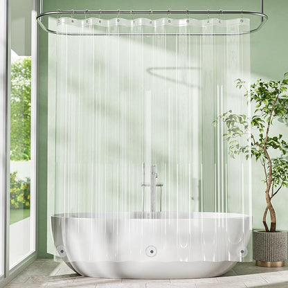Long Shower Curtain Liner with Magnets, 72 x 78 Plastic Clear Shower Liner PEVA Waterproof Medium Weight Inside Shower Curtains Liner for Bathroom with Rustproof Grommets